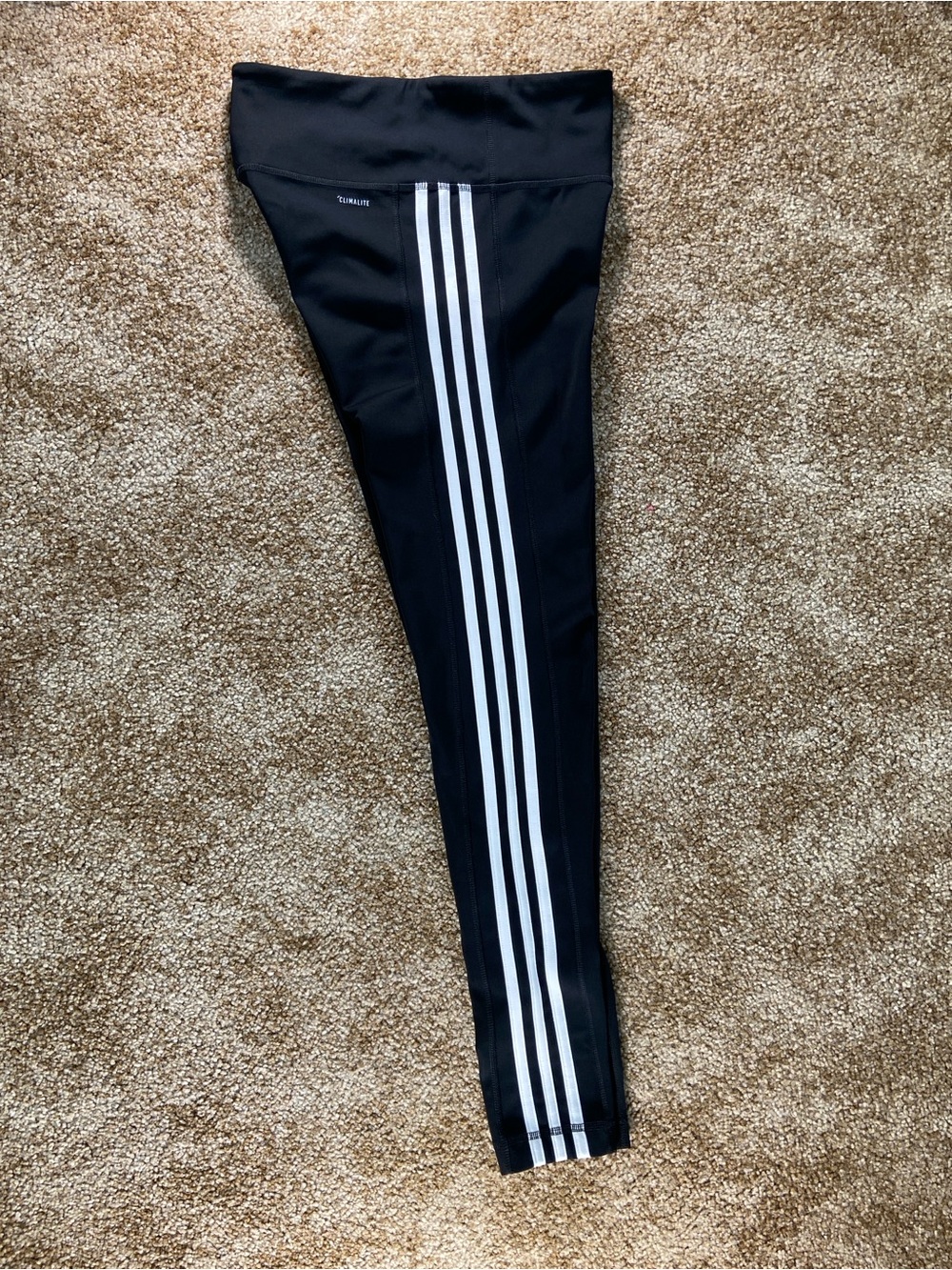 Adidas Climalite Black 3-Stripe High Rise Leggings Women’s Small Activewear - Picture 12 of 13
